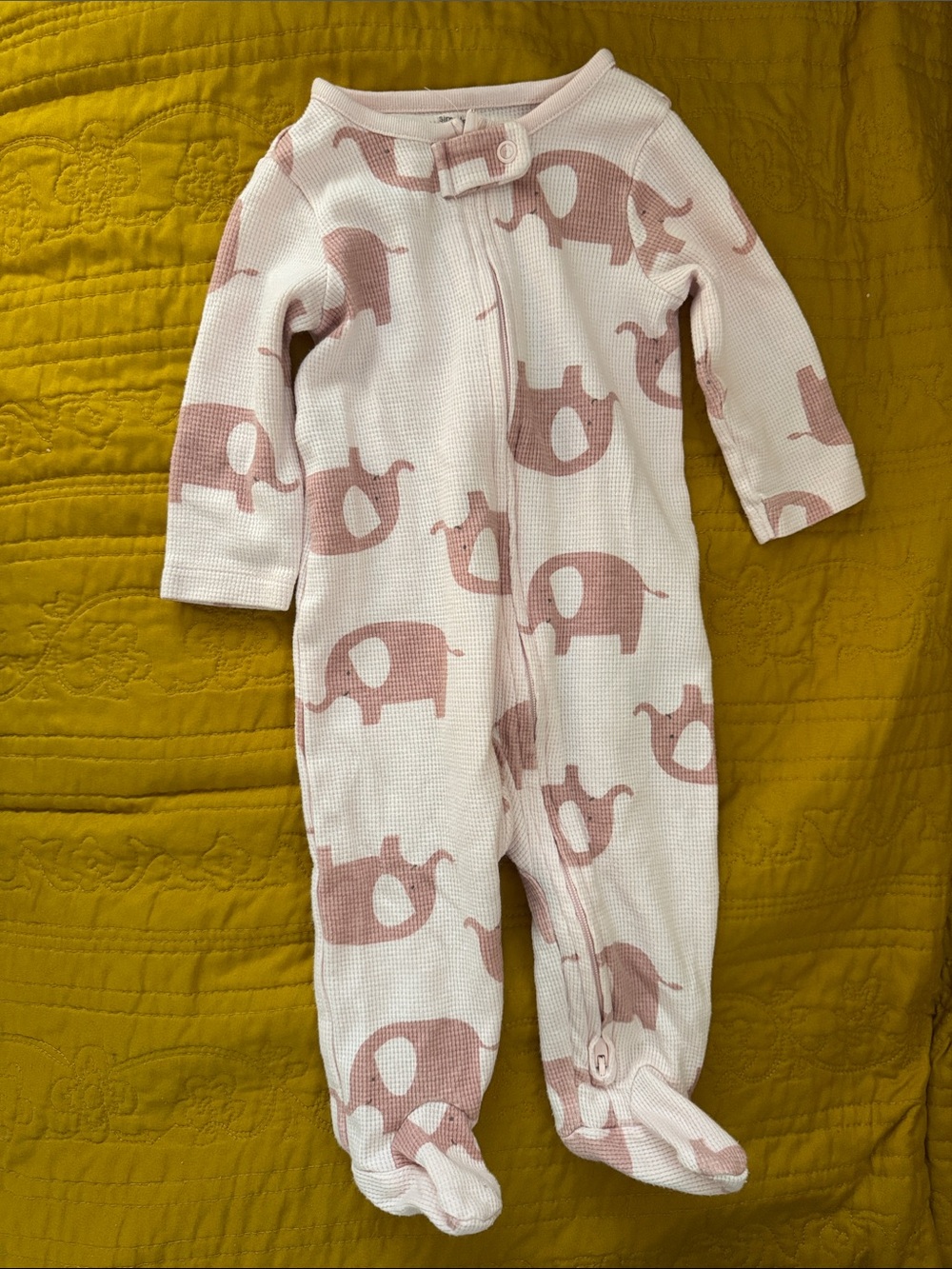 Simple Joys by Carter’s Pink Elephant Print Kids One-Piece Footed Pajamas